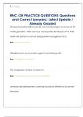 RNC-OB PRACTICE QUESTIONS Questions  and Correct Answers&sol; Latest Update &sol;  Already Graded