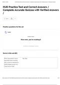 HUD Practice Test and Correct Answers &sol; Complete Accurate Quizzes with Verified Answers &sol;