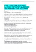 CSPR - CERTIFIED SPECIALIST PAYMENT REP &lpar;HFMA&rpar; QUESTIONS AND ANSWERS 100&percnt; ACCURATE