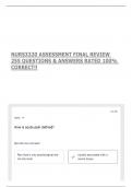 NURS3320 ASSESSMENT FINAL REVIEW 255 QUESTIONS & ANSWERS RATED 100&percnt; CORRECT&excl;&excl;