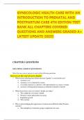 GYNECOLOGIC HEALTH CARE WITH AN INTRODUCTION TO PRENATAL AND POSTPARTUM CARE 4TH EDITION TEST BANK ALL CHAPTERS COVERED QUESTIONS AND ANSWERS GRADED A&plus; LATEST UPDATE &vert;2025&vert;