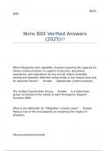 Nims 800 Questions And Answers Latest Updates 2025&sol;2026 With Correct Answers 100&percnt; With Complete Solutions Pass Guaranteed &vert; Graded A&plus; &vert;