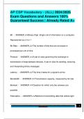 AP CSP Vocabulary - &lpar;ALL&rpar; 2024&sol;2025  Exam Questions and Answers 100&percnt;  Guaranteed Success &vert; Already Rated A&plus;