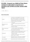 PVL3701 - Property Law &lpar;2025&rpar; ACTUAL EXAM &lpar;detailed & elaborated&rpar; comprehensive questions and verified accurate solution 2025 TEST&excl;&excl;