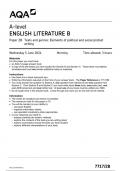 AQA A-level  ENGLISH LITERATURE B  Paper 2B JUNE 2024 QUESTION PAPER&colon; Texts and genres&colon; Elements of political and social protest  writing