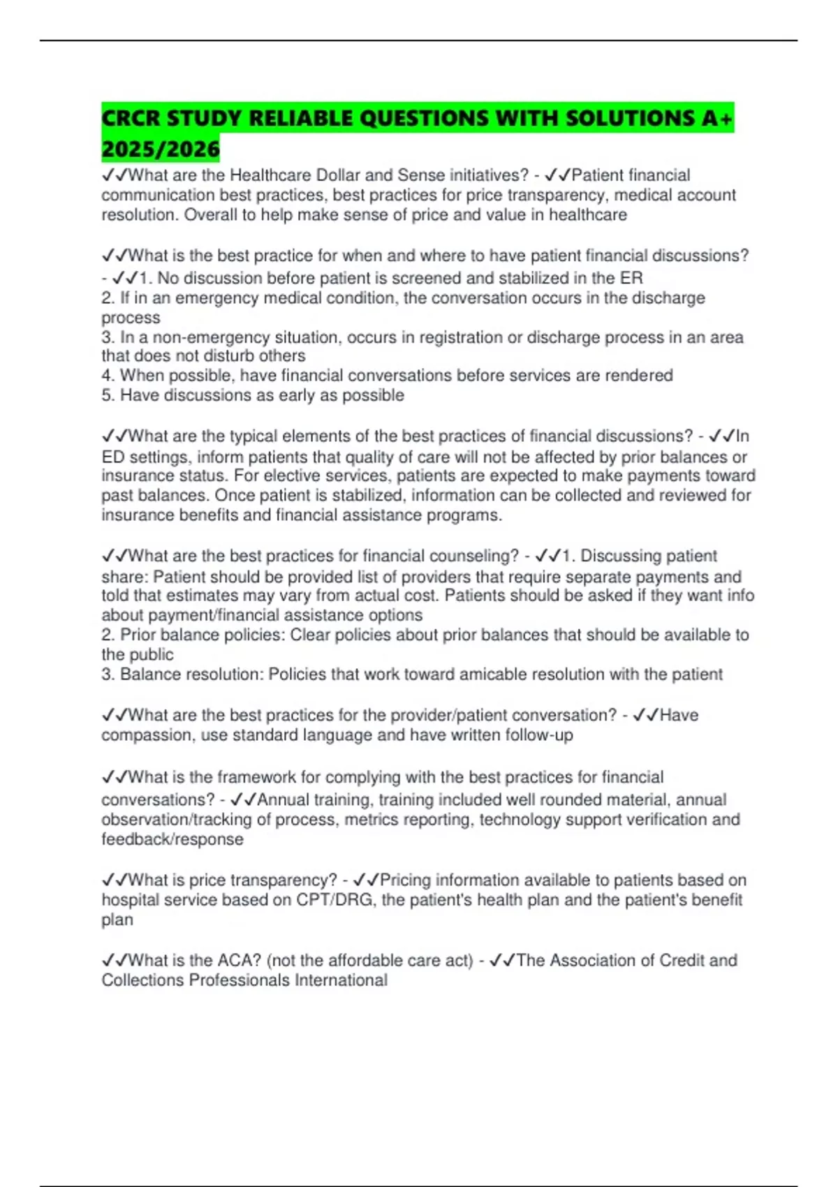 CRCR STUDY RELIABLE QUESTIONS WITH SOLUTIONS A+ 2025/2026 - CRCR ...