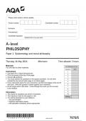 AQA A-level  PHILOSOPHY  Paper 1 JUNE 2024 QUESTION PAPER&colon; Epistemology and moral philosophy 