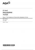 AQA A-level  PHILOSOPHY  Paper 2 JUNE 2024 MARK SCHEME&colon; The metaphysics of God and the metaphysics of mind 