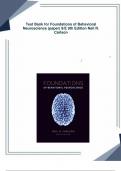 Test Bank for Foundations of Behavioral Neuroscience paper 9 E9thEdition Neil R Carlson