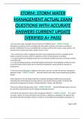 STORM&colon; STORM WATER MANAGEMENT ACTUAL EXAM QUESTIONS WITH ACCURATE ANSWERS CURRENT UPDATE &lpar;VERIFIED A&plus; PASS&rpar;
