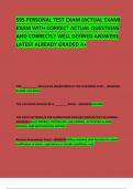 S95 PERSONAL TEST EXAM &lpar;ACTUAL EXAM&rpar; EXAM WITH CORRECT ACTUAL QUESTIONS AND CORRECTLY WELL DEFINED ANSWERS LATEST ALREADY GRADED A&plus;    