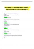 NCBTMB REVIEWS EXAMS WITH VERIFIED QUESTIONS AND CORRECT ANSWERS