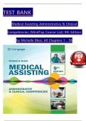 TEST BANK For Medical Assisting Administrative & Clinical Competencies &lpar;MindTap Course List&rpar; 9th Edition by Michelle Blesi&comma; Verified Chapters 1 - 58&comma; Complete Newest Version