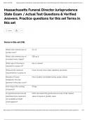 Massachusetts Funeral Director Jurisprudence State Exam &sol; Actual Test Questions & Verified Answers&period; Practice questions for this set Terms in this set