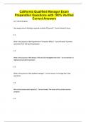 California Qualified Manager Exam Preparation Questions with 100&percnt; Verified Correct Answers
