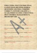 STRUCTURAL PEST CONTROL FINAL  LATEST EXAM 2025 WITH 150 REAL  QUESTIONS AND WELL-VERIFIED  CORRECT ANSWERS &vert; GRADED A&plus; &vert;  GUARANTEED SUCCESS &vert; STRUCTURAL  PEST CONTROL MANAGEMENT 7A  BRAND NEW 2025 