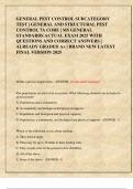 GENERAL PEST CONTROL SUBCATEGORY  TEST &vert; GENERAL AND STRUCTURAL PEST  CONTROL 7A CORE &vert; MS GENERAL  STANDARDS ACTUAL EXAM 2025 WITH  QUESTIONS AND CORRECT ANSWERS &vert;  ALREADY GRADED A&plus; &vert; BRAND NEW LATEST  FINAL VERSION 2025