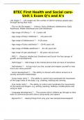 BTEC First Health and Social care- Unit 1 Exam Q&rsquo;s and A&rsquo;s