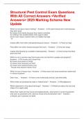 Structural Pest Control Exam Questions With All Correct Answers <Verified Answers> 2025 Marking Scheme New Update