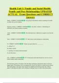 Health Unit 3&colon; Family and Social Health-  Family and Peer Relationships UPDATED  ACTUAL   Exam Questions and CORRECT  Answers 