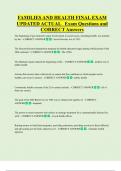 FAMILIES AND HEALTH FINAL EXAM  UPDATED ACTUAL   Exam Questions and  CORRECT Answers