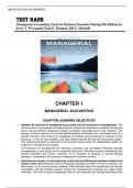 TEST BANK FOR Managerial Accounting&colon; Tools for Business Decision Making 9th Edition by Jerry J&period; Weygandt&comma; Paul D&period; Kimmel & Jill E&period; Mitchell &comma; ISBN&colon; 9781119709589 &vert;All Chapters Verified&vert; Guide A&plus;