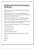 Adaptive Quiz&colon; Basic Pharmacology for Nurses&vert; Exam Test With Answers &vert;Verified