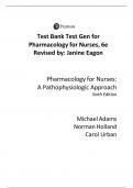   Test Bank Test Gen for Pharmacology for Nurses&comma; 6e Revised by&colon; Janine Eagon   Pharmacology for Nurses&colon; A Pathophysiologic Approach Sixth Edition   Michael Adams Norman Holland Carol Urban  