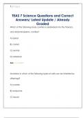 TEAS 7 Science Questions and Correct  Answers&sol; Latest Update &sol; Already  Graded