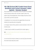 PEL 238 &lpar;School SW&rpar; Content Area Exam  Questions and Correct Answers&sol; Latest  Update &sol; Already Graded