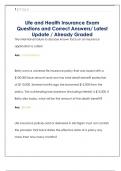 Life and Health Insurance Exam  Questions and Correct Answers&sol; Latest  Update &sol; Already Graded 