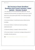 Life Insurance Exam Questions  Questions and Correct Answers&sol; Latest  Update &sol; Already Graded
