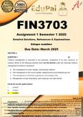 FIN3703 Assignment 1 &lpar;COMPLETE ANSWERS&rpar; Semester 1 2025 
