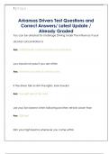 Arkansas Drivers Test Questions and  Correct Answers&sol; Latest Update &sol;  Already Graded