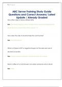 ABC Server Training Study Guide  Questions and Correct Answers&sol; Latest  Update &sol; Already Graded