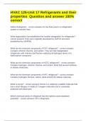 HVAC 125-Unit 17 Refrigerants and their properties  Question and answer 100&percnt; correct 