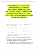 C838 Certified Cloud Security  Professional - CCSP Review  Assessment&comma; Managing Cloud  Security ACTUAL EXAM 2025&sol;2026  QUESTIONS WITH VERIFIED CORRECT  SOLUTIONS &vert;&vert; 100&percnt; GUARANTEED PASS  <BRAND NEW VERSION> 