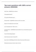 Tap exam questions with 100&percnt; correct answers 2025&sol;2026