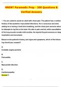 NREMT Paramedic Prep - 200 Questions Exam &lpar;Latest 2025 &sol; 2026 Update&rpar; Questions and Verified Answers &vert; 100&percnt; Correct &vert; Grade A&plus;