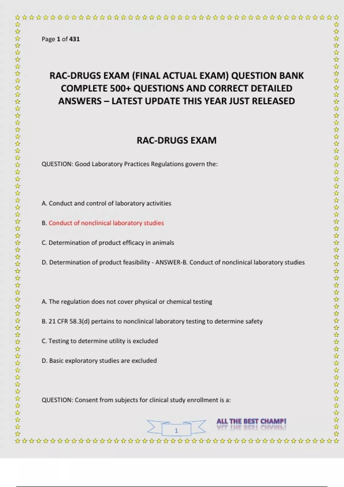 RAC-DRUGS EXAM (FINAL ACTUAL EXAM) QUESTION BANK COMPLETE 500 ...