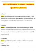NHA CBCS Chapter 2 - Claims Processing &lpar;Latest 2025 &sol; 2026 Update&rpar; Questions and Verified Answers &vert; 100&percnt; Correct &vert; Grade A&plus;