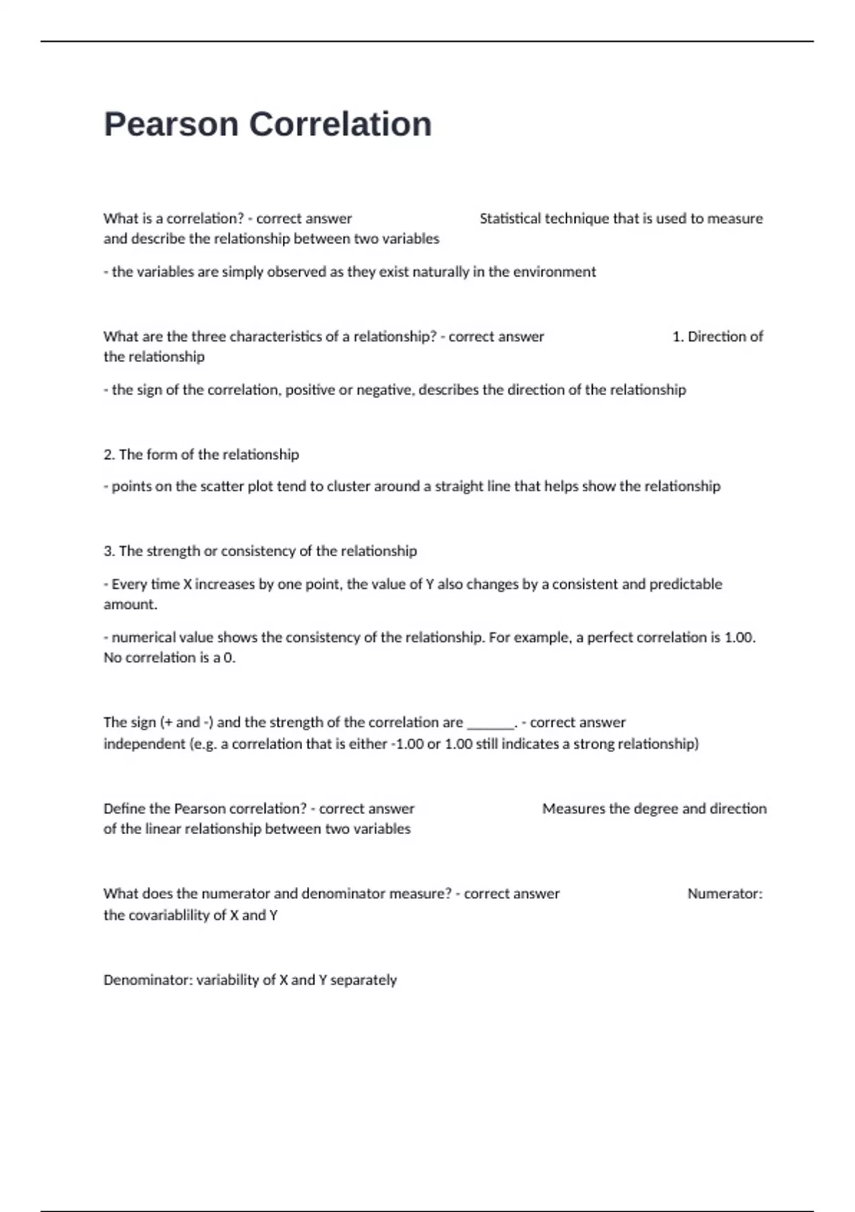 Pearson Correlation Certification Review Exam Questions With Multiple ...