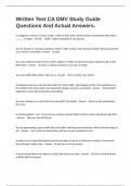 Written Test CA DMV Study Guide Questions And Actual Answers&period;