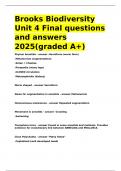 Brooks Biodiversity Unit 4 Final questions and answers 2025&lpar;graded A&plus;&rpar;&period;