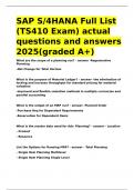 SAP S 4HANA Full List &lpar;TS410 Exam&rpar; actual questions and answers 2025&lpar;graded A&plus;&rpar;