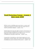 Food Protection Course - Lesson 1 Quiz exam 