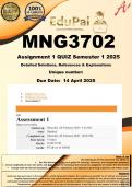 MNG3702 Assignment 1 QUIZ &lpar;COMPLETE ANSWERS&rpar; Semester 1 2025  - DUE 14 April 2025