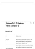Criminology Unit 3 &lowbar; 1&period;3 Explain how evidence is processed &lpar;6&rpar; EXAM Exam Model Answer &lpar;AC1&period;3 &ndash; Explain how evidence is processed&rpar;