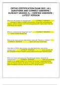 ORTHO CERTIFICATION EXAM 2025 &vert; ALL QUESTIONS AND CORRECT ANSWERS &vert; ALREADY GRADED A&plus; &vert; VERIFIED ANSWERS &vert; LATEST VERSION