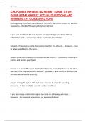CALIFORNIA DRIVERS ED PERMIT EXAM &sol; STUDY GUIDE EXAM NEWEST ACTUAL QUESTIONS AND ANSWERS &lpar;A&plus; GUIDE SOLUTION&rpar;